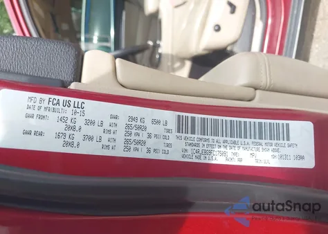 2015 Jeep Grand Cherokee Limited z USA, uszkodzony, nr VIN 1C4RJEBG9FC175091